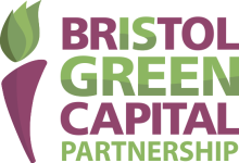 A flaming torch with the text "BRISTOL GREEN CAPITAL PARTNERSHIP" on the right in purple and green