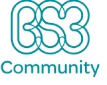 BS3 Community Development logo in turquoise, BS3 interconnected letters to symbolise the strong local connections of the charity