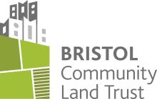 Bristol Community Land Trust logo showing buildings above green shapes